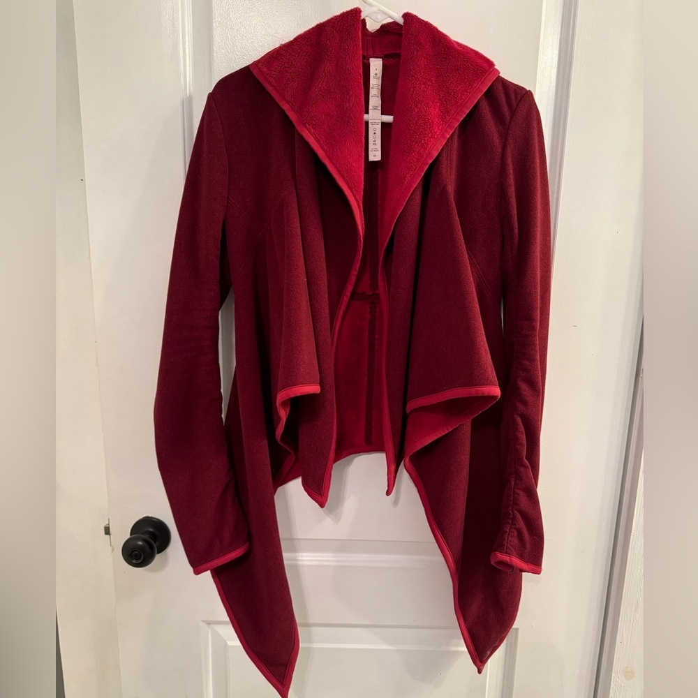 lululemon athletica Red Draped Open Front Jacket